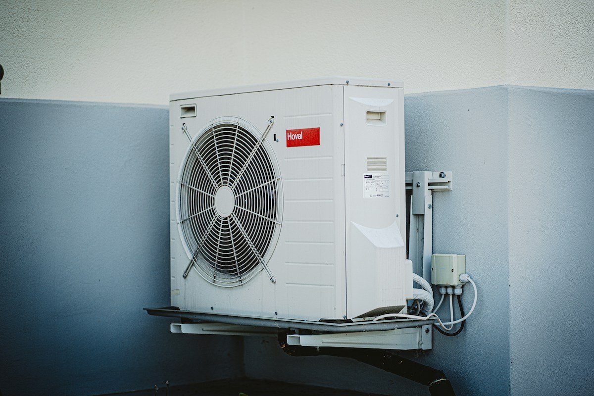 White And Grey Box Fan Of Air Conditioner